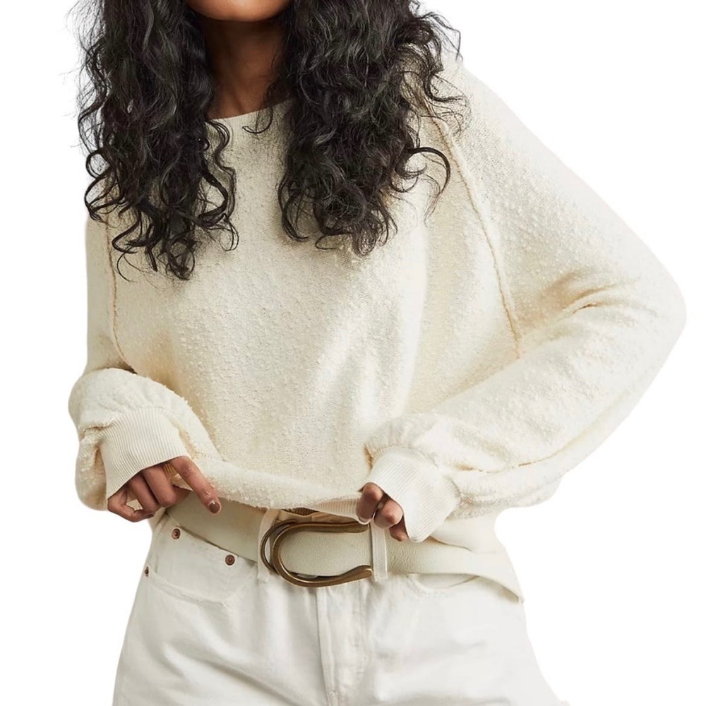 Free People Sweater Found My Friend Pullover Cream White XS